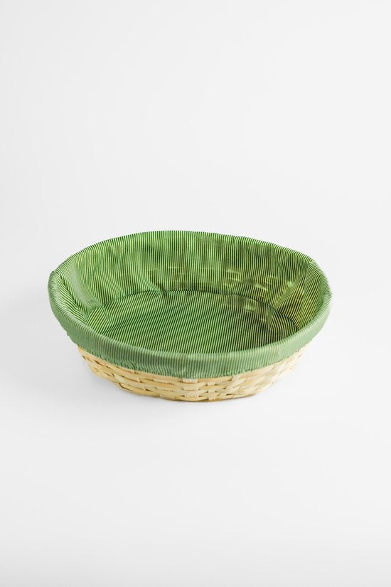 MPLCo - Multifunctionele Opbergmand - Decoratieve Mand - Mand met Cover - Natuurlijke Bamboo Organizer - Opbergmand Badkamer voor Keuken & Slaapkamer - Ovaal - 29 x 21 x 7 cm - Natuurlijk / Groen