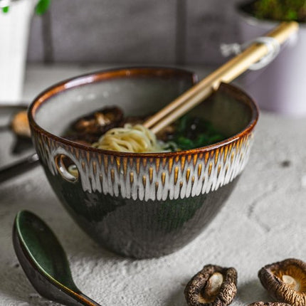 MPLCo - Ramen Lepel - Keramische Ramen Lepel - Aziatische Soeplepel - Japanse Noodle Lepel - Voor Ramen, Soep, Bouillon & Noedels - Vaatwasser, Oven & Magnetronbestendig - 16 x 4.5 cm - Groen