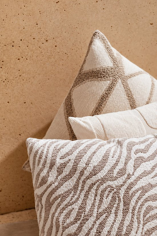 Decoratieve Kussens - Bankkussens - Sierkussens Set van 2 - Bedkussens - Dune Design - Rits - Wasbaar - Binnengebruik - Voor Bank, Bed en Fauteuil - Woonkamerdecoratie - Vierkant - Katoen - 40 x 40 cm - Beige