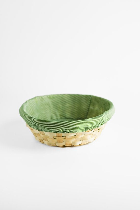 MPLCo - Multifunctionele Opbergmand - Decoratieve Mand - Mand met Cover - Natuurlijke Bamboo Organizer - Opbergmand Badkamer voor Keuken & Slaapkamer - Rond - Ø25 x 7 cm - Natuurlijk / Groen