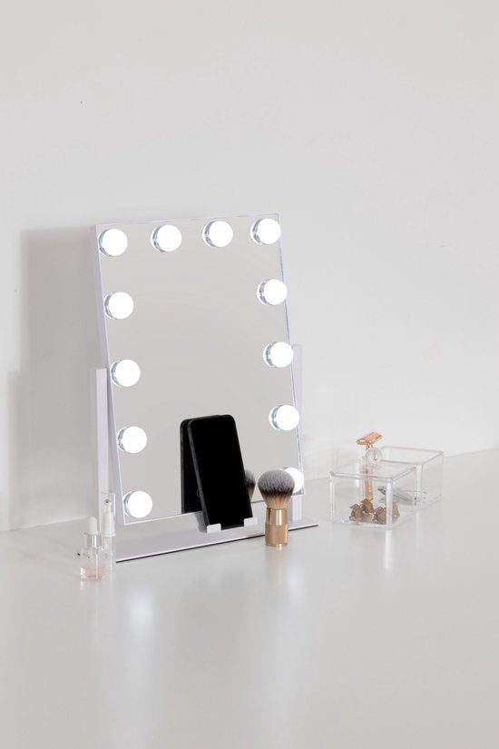 5Five Schwenkbarer LED-Make-up-Spiegel – 35 x 7 x 43 cm – Weiß