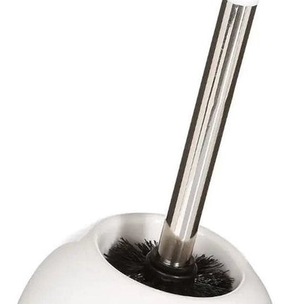 5Five WC-/toiletborstel met houder rond - wit glans - keramiek - 36 cm