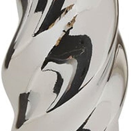 Atmosphera Bloemenvaas Silver Sky - zilver - keramiek - D10 x H21 cm - moderne vorm