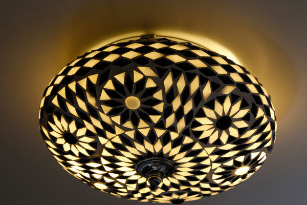 Mediterranean mosaic ceiling lamp 25 cm - black and white