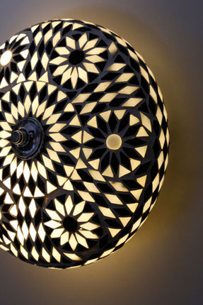 Plafonnière mozaïek Mediteraanse design 25 cm - zwart wit