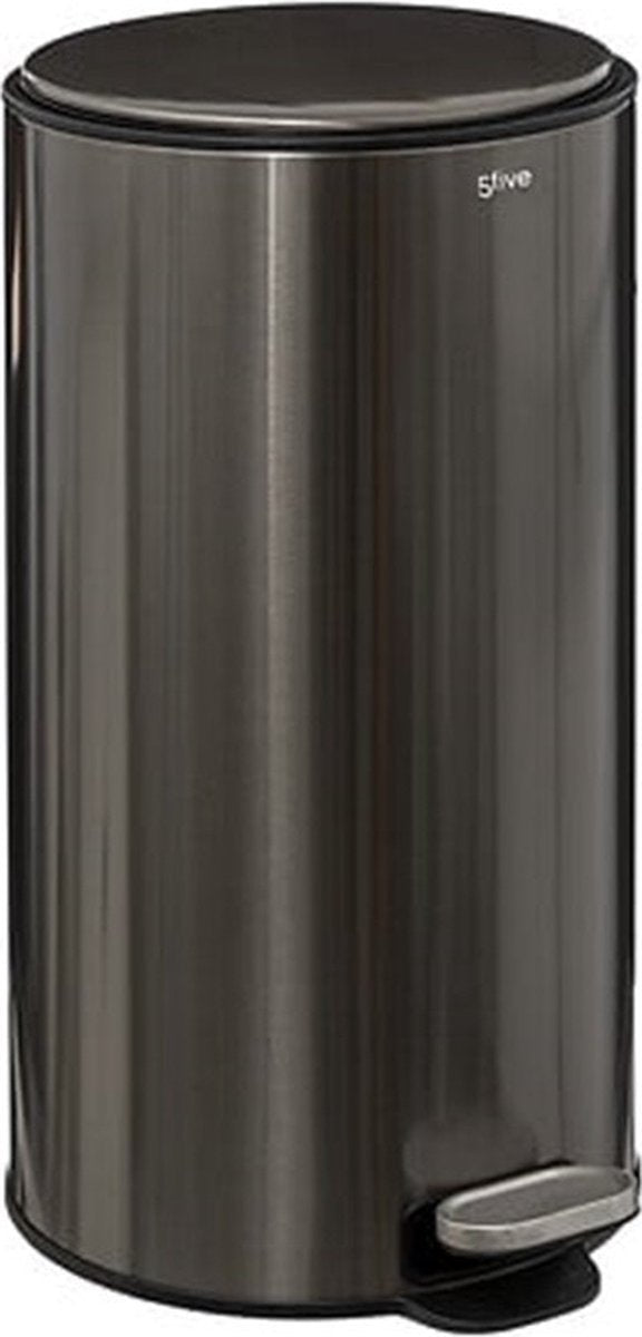 5Five Abfalleimer / Treteimer Delta - Titan - Metall - 30 Liter - 39 x 33 x 62 cm - Küchenabfalleimer
