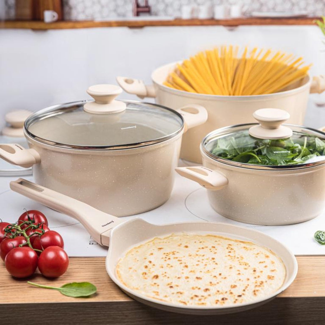 Topfset beige Induktion 7-teilig – Klausberg