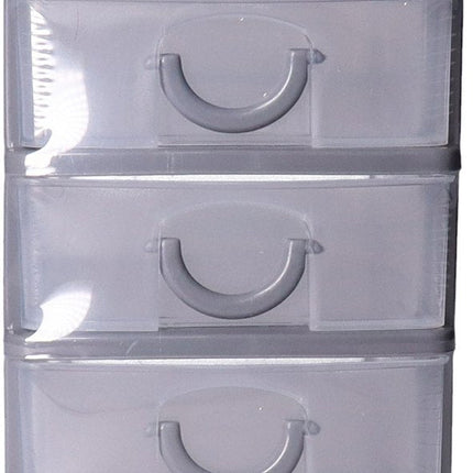 5Five Ladeblokje kunststof met 5 lades - transparant/grijs- 9 x 13 x 19 cm - opberglades
