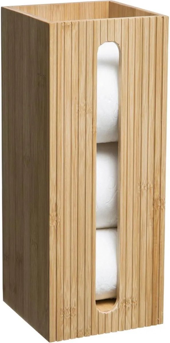 5Five bamboe toiletrolhouder bruin – wc-rolhouder voor 3 reserverollen