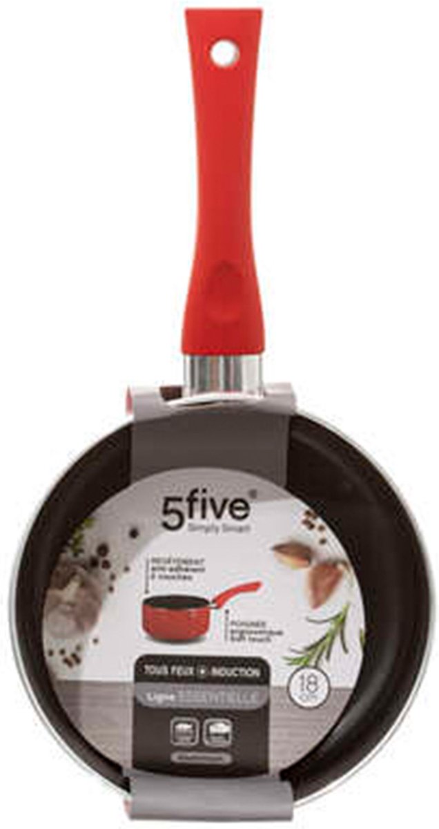 Steelpan/sauspan - Inductie - aluminium - rood/zwart - D18 cm