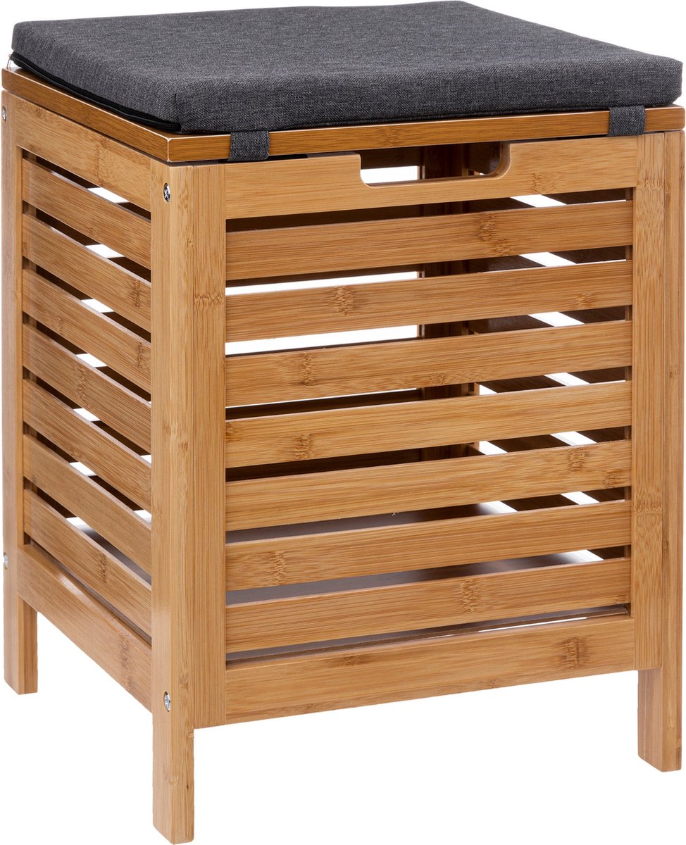 Banc de rangement en bambou 5Five avec coussin