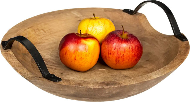 Fruitschaal/fruitmand - mango hout - D30 x H10 cm