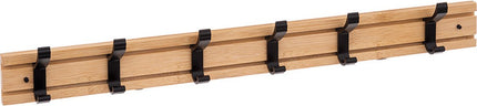 Kapstok rek - wand/muur - lichtbruin/zwart - 6x schuifbare haken