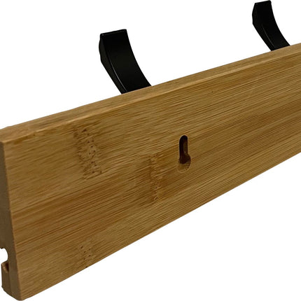 Kapstok rek - wand/muur - lichtbruin/zwart - 6x schuifbare haken