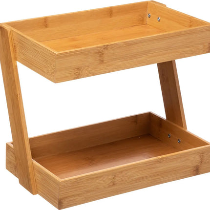 keukenrek/opbergrek/aanrecht organizer - 32 x 23 x 26 cm - bamboe hout