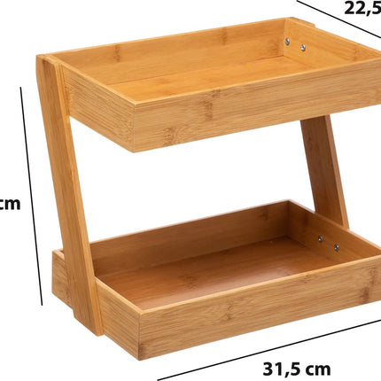 keukenrek/opbergrek/aanrecht organizer - 32 x 23 x 26 cm - bamboe hout