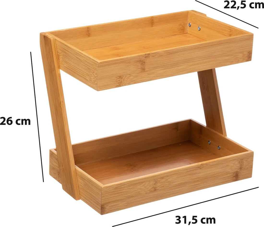 5Five opbergrek voor het aanrecht van bamboe – 2 lagen, 32 x 23 x 26 cm – foto 3