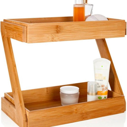 keukenrek/opbergrek/aanrecht organizer - 32 x 23 x 26 cm - bamboe hout