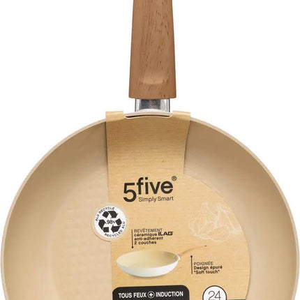 5Five Koekenpan Harmony - Alle warmtebronnen - Beige - Dia 24 cm - handvat bakeliet - aluminium