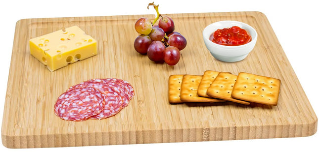 5Five Serveerplankje voor hapjes/fingerfood - 30 x 30 cm - bamboe hout - borrelplank - tapasplank