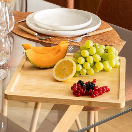 5Five Serveerplankje voor hapjes/fingerfood - 30 x 30 cm - bamboe hout - borrelplank - tapasplank