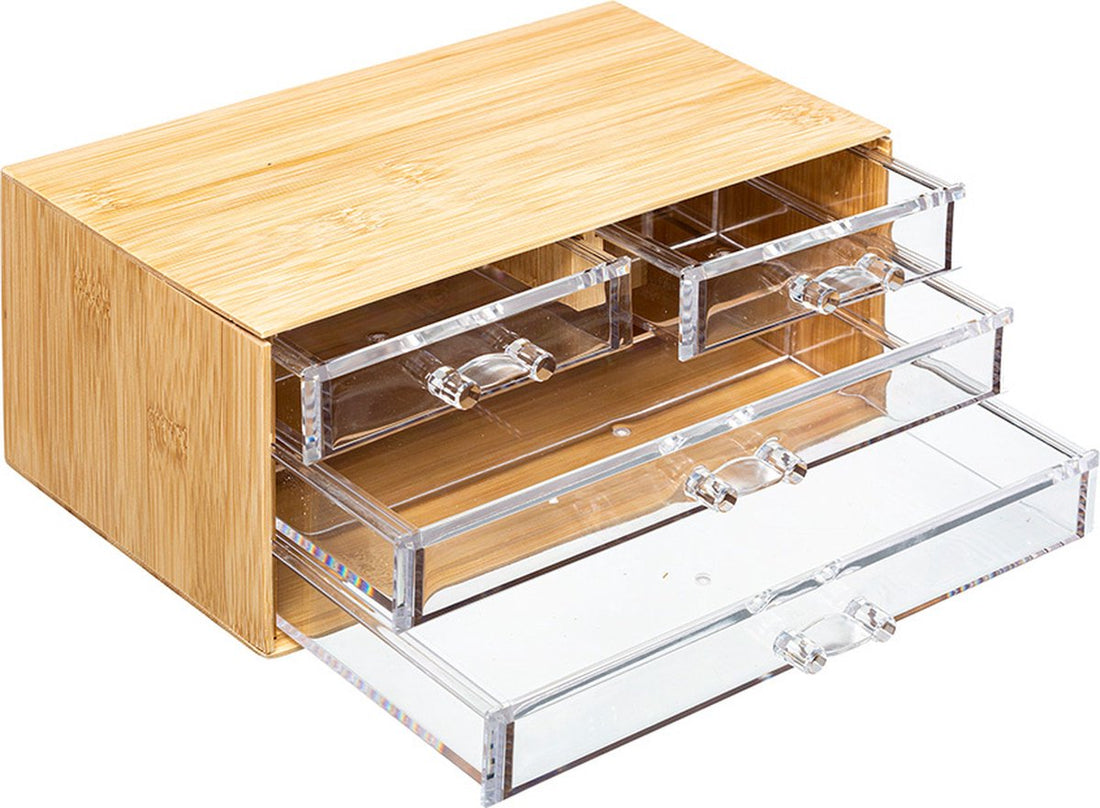 5Five organizer voor sieraden en make-up – bamboe met 4 transparante lades – foto 2