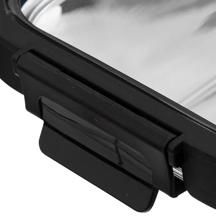 5Five Vershoudbakje met deksel - 2x - glas - luchtdicht - met clips - 19 x 14 x 7 cm - 500 ml - zwart/transparant