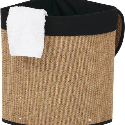 5Five Wasmand - bamboe hout - met deksel - naturel - 50 x 37 x 50 cm - 48 liter - opvouwbaar