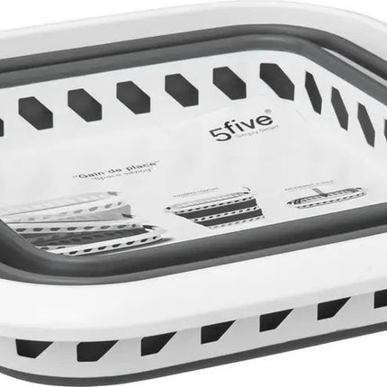 Wasmand opvouwbaar met handvatten - kunststof - 40L - grijs/wit