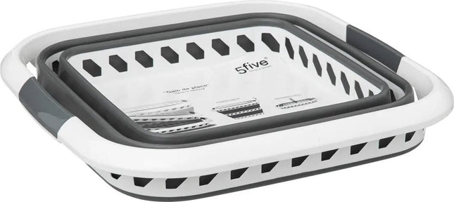 Wasmand opvouwbaar met handvatten - kunststof - 40L - grijs/wit
