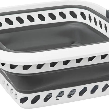 Wasmand opvouwbaar met handvatten - kunststof - 40L - grijs/wit