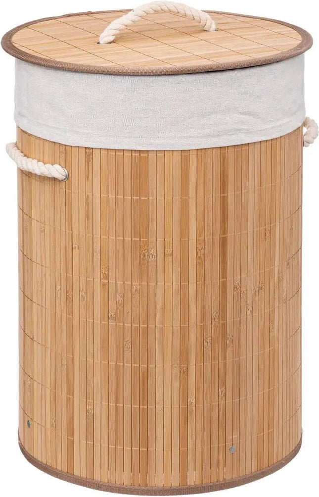 Wasmand van bamboe - 48 liter - 35 x 50 cm - met deksel