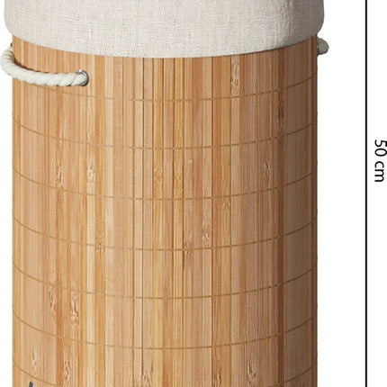 Wasmand van bamboe - 48 liter - 35 x 50 cm - met deksel