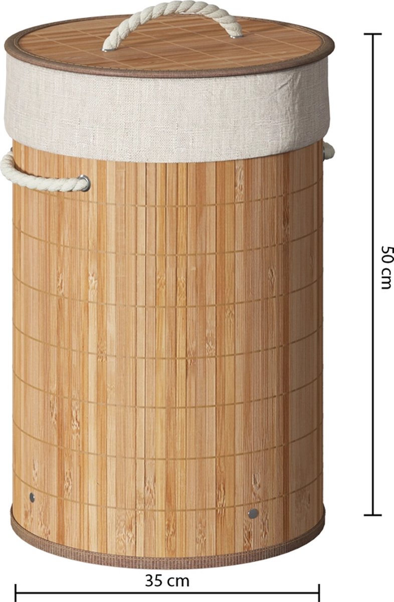 5Five wasmand van bamboe met deksel – opvouwbaar, 48 liter, 35 x 35 x 50 cm – foto 3