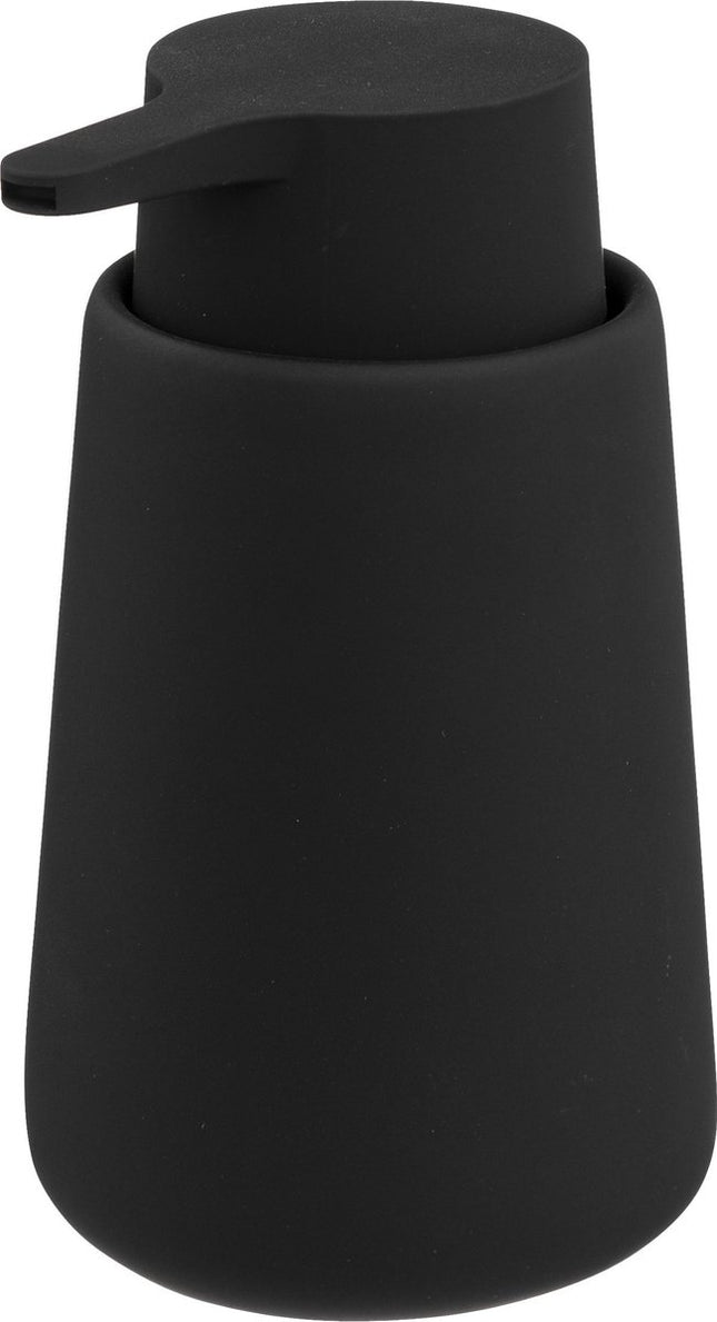 Zeeppompje/zeepdispenser van keramiek - zwart - 250 ml