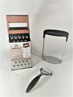 KINGHOFF SET- aardappelstamper, rasp, dunschiller