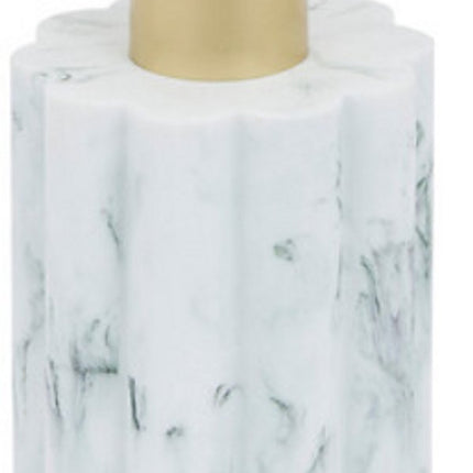Marby Zeepdispenser 230 ml - Wit Marmerlook - Polyresin - Afmetingen L 7,8 x B 7,8 x H 17,6 cm - Zeephouder - Handzeepdispenser - Zeeppomp