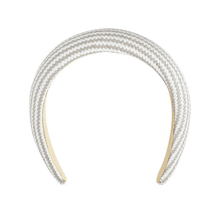 Haarband Zigzag Grijs/Wit – Stijlvolle Stoffen Haarband voor Vrouwen – Feestelijke Accessoire – Met EPE Vulling – Comfortabel & Fashionable