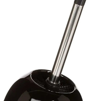 WC-/toiletborstel met houder rond zwart glans keramiek 36 cm