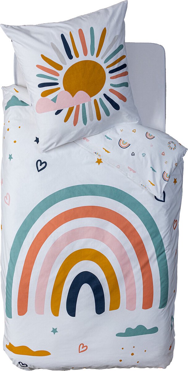 Dekbedovertrek kinderen 140x200 cm - Regenboog 1 persoons dekbed - Meisjes slaapkamer