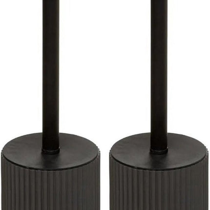 5Five WC-/toiletborstel met houder zwart polyresin/steen 40 cm - Set 2x stuks