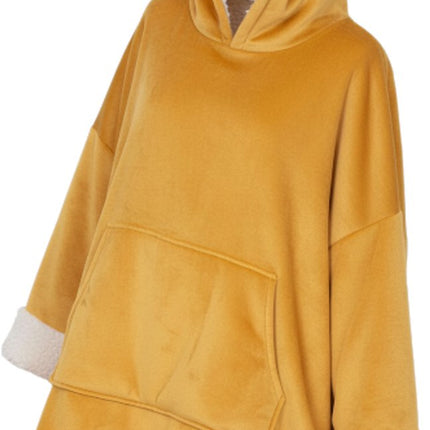 snuggle hoodie dames - heren - okergeel - teddie voering - fleece