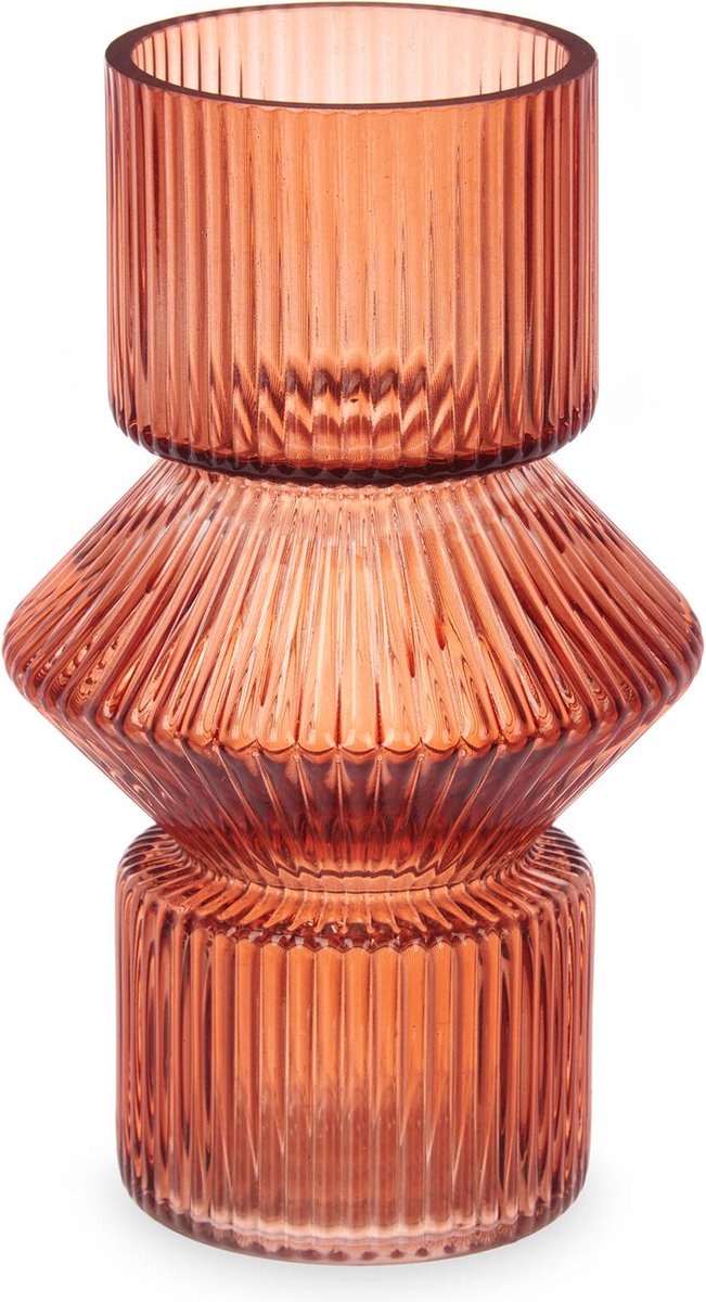 Vase en verre cannelé, 9,5 x 16,5 cm