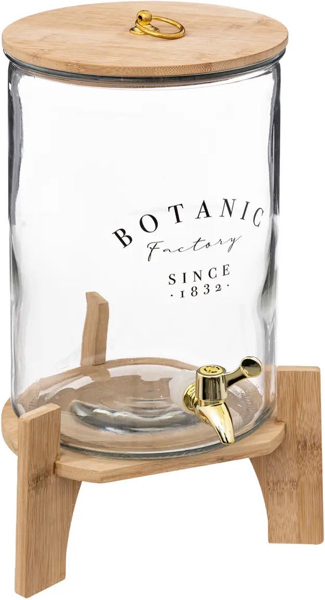 Secret de Gourmet Luxury Drink Dispenser/water/juice - Stand/faucet - glass/wood - 8L - 24x22x42cm