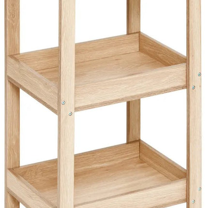 5Five Keuken/badkamer trolley 3 laags - L40 x B30 x H80 cm - naturel - PP hout - met wielen - opberg mandjes/bakjes