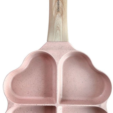Klausberg 7820 - pan met 4 hartvormige vakken voor Eieren - burgers - pannenkoeken - Rose - Anti-aanbakpan