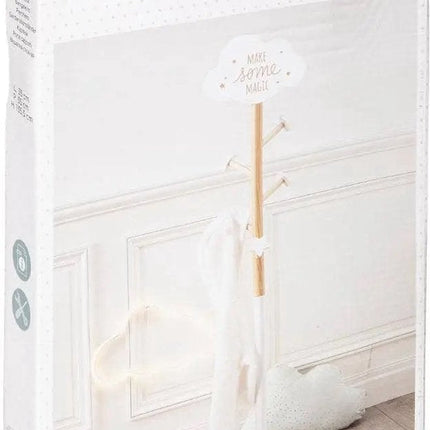 Atmosphera kapstok - beige/wit - MDF hout - 5 haaks - 35 x 135 cm