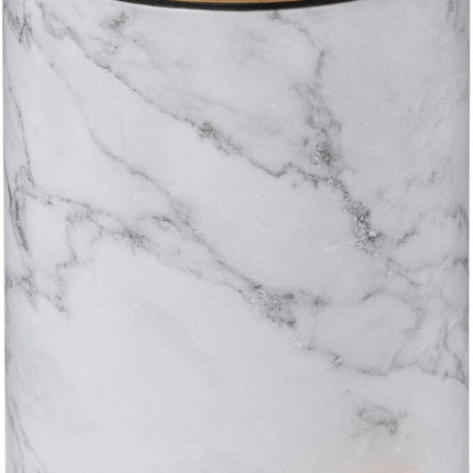 5Five Prullenbak/pedaalemmer Marmer look - wit - 3 liter - metaal/bamboe - 17 x 25 cm - soft close