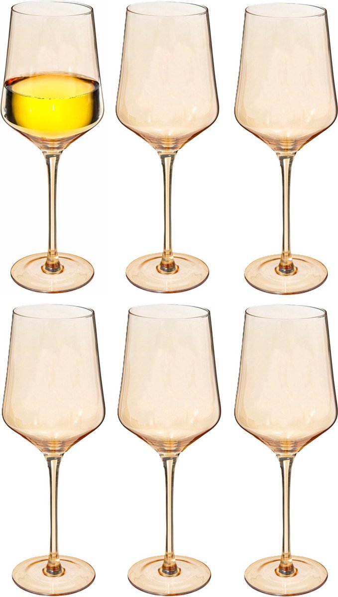 Secret de Gourmet Wine Glasses - 12x - Olga - large - 450 ml - glass - for red and white wine - amber color