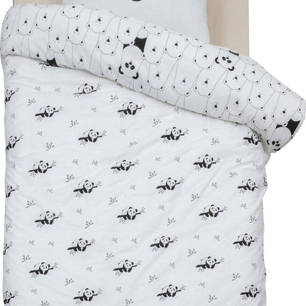 Atmosphera Kids Panda Dekbedovertrek set met 1 kussensloop 140x200cm/65x65cm - Zwart/Wit